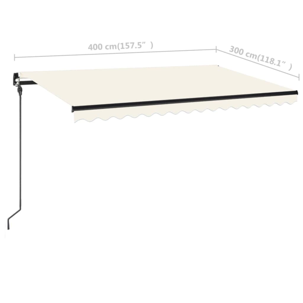 Markise Manuell Einziehbar mit LED 400x300 cm Creme