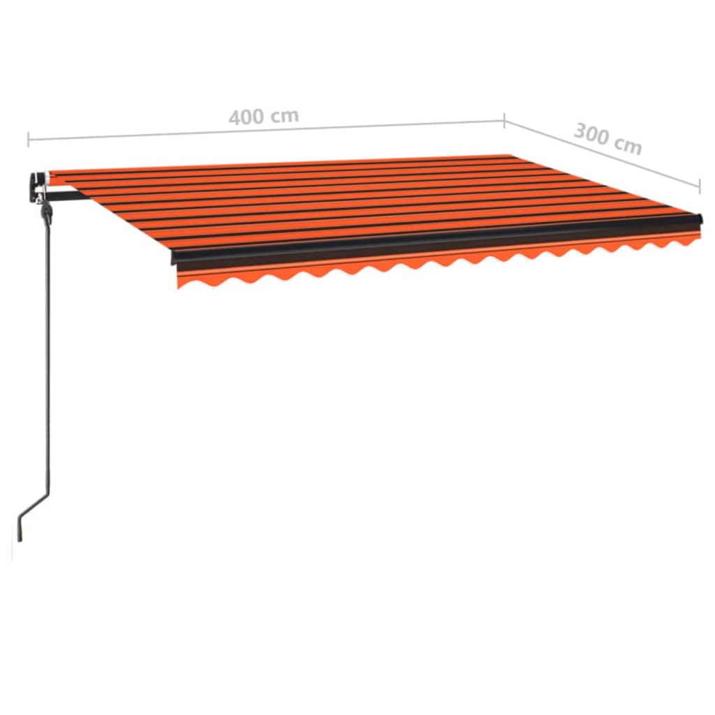 Markise Manuell Einziehbar mit LED 400x300 cm Orange und Braun
