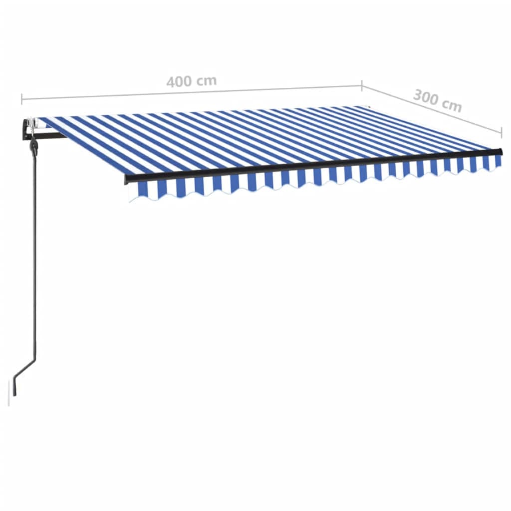 Markise Automatisch Einziehbar 400x300 cm Blau und Weiß