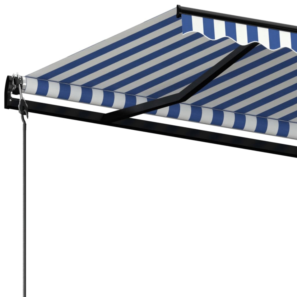 Markise Automatisch Einziehbar 450x300 cm Blau und Weiß