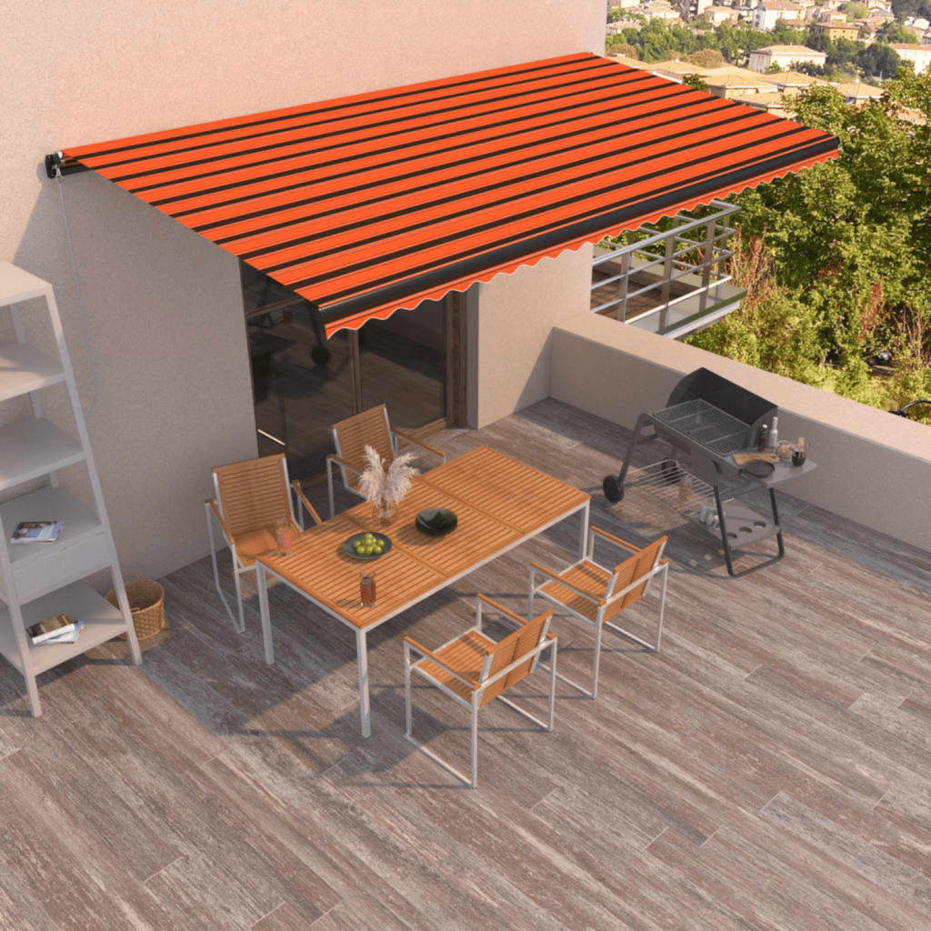 Markise Manuell Einziehbar 600x300 cm Orange & Braun