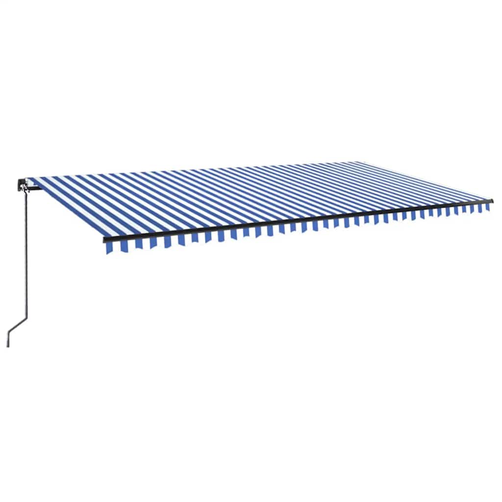 Markise Manuell Einziehbar mit LED 600x300 cm Blau & Weiß