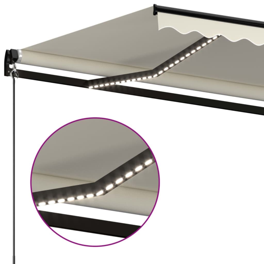 Markise Manuell Einziehbar mit LED 600x300 cm Creme