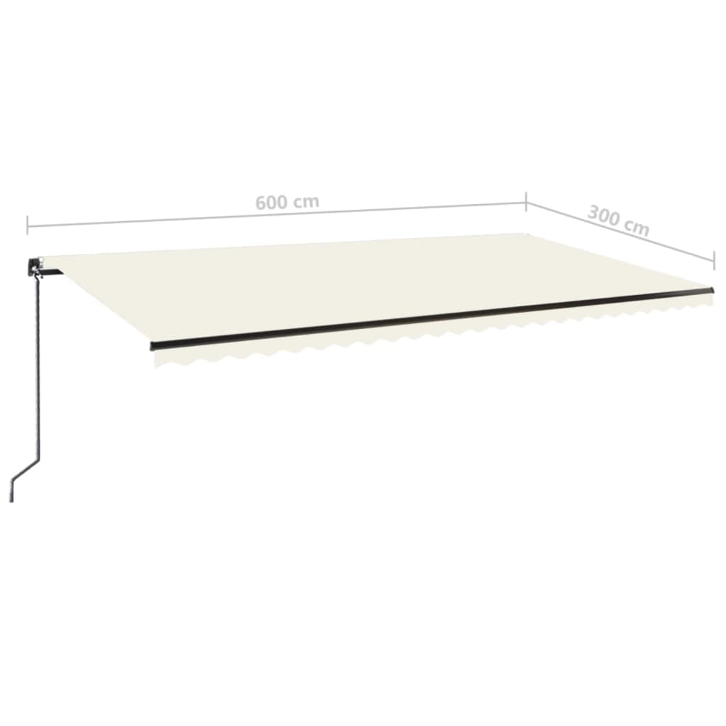 Markise Manuell Einziehbar mit LED 600x300 cm Creme