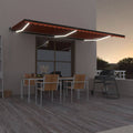 Markise Manuell Einziehbar mit LED 600x300 cm Orange & Braun
