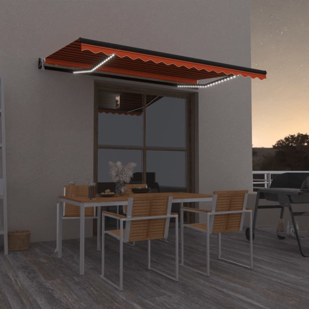 Automatische Markise mit LED & Windsensor 400x350 Orange/Braun