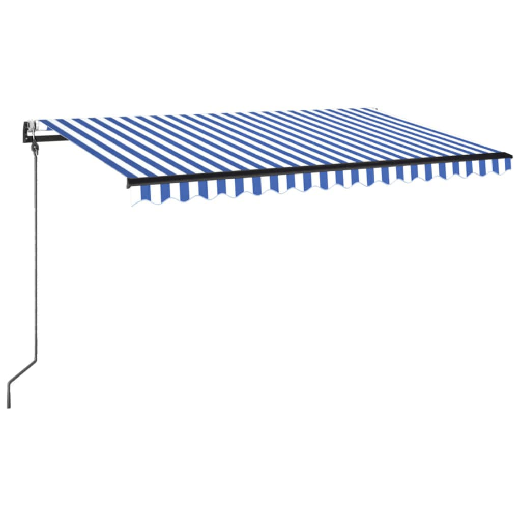Markise Automatisch Einziehbar 450x350 cm Blau und Weiß