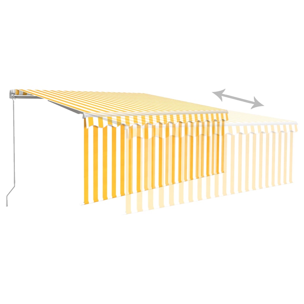 Markise Manuell Einziehbar mit Rollo & LED 3x2,5 m Gelb & Weiß