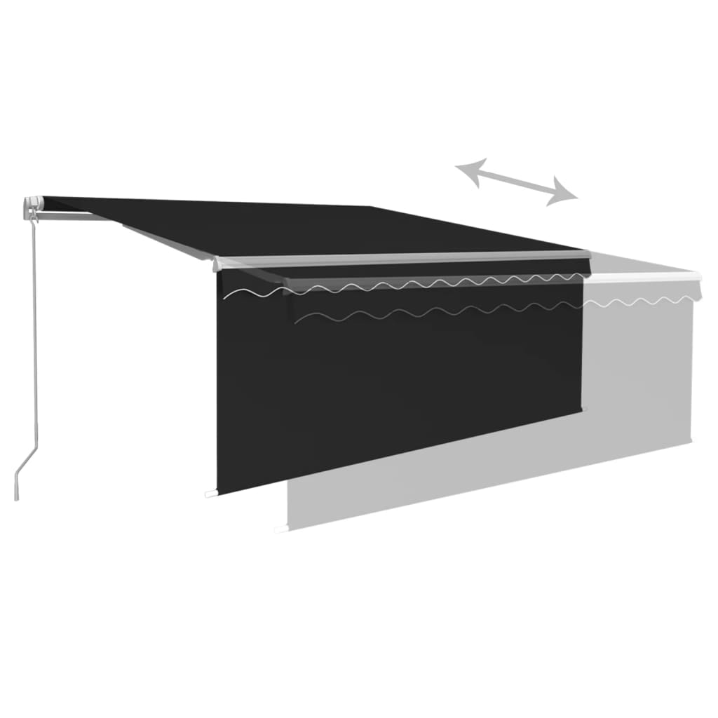 Markise Manuell Einziehbar mit Rollo & LED 3x2,5m Anthrazit