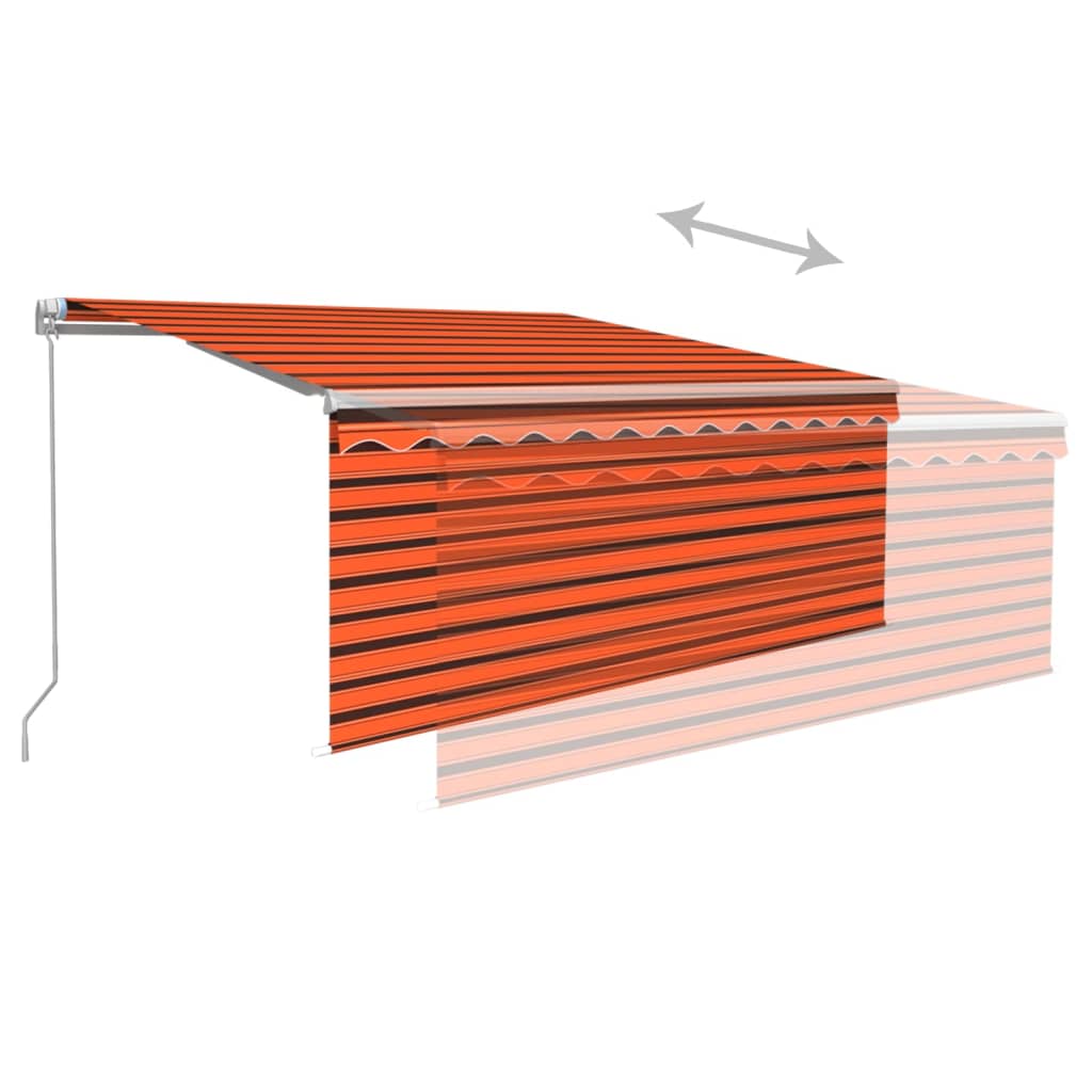Markise Manuell Einziehbar mit Rollo & LED 3x2,5 m Orange Braun