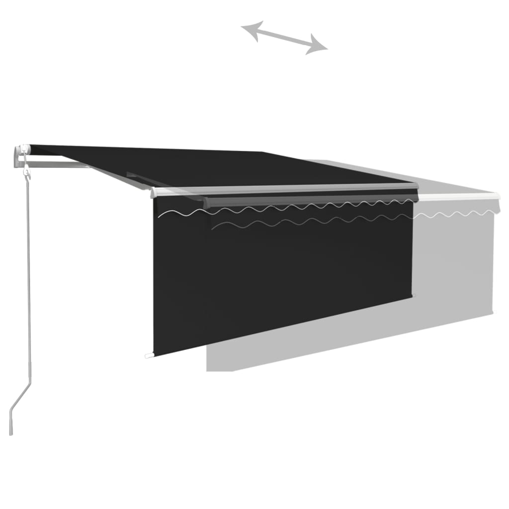 Markise Automatisch Einziehbar mit Volant 3x2,5 m Anthrazit