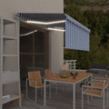 Markise Automatisch mit Rollo LED Windsensor 3x2,5 Blau & Weiß