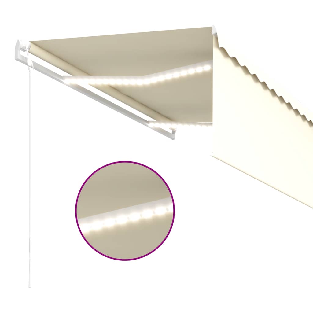Markise Automatisch mit Rollo LED Windsensor 3x2,5 m Creme
