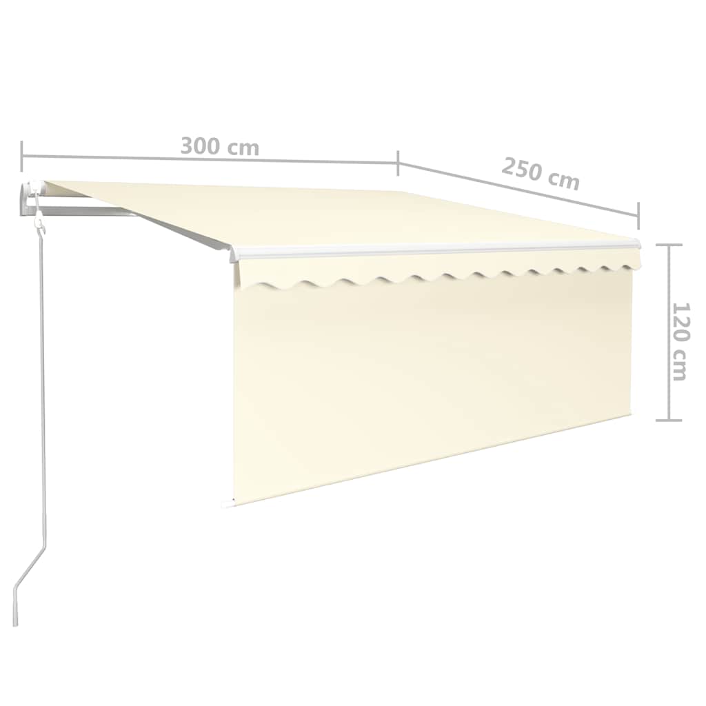 Markise Automatisch mit Rollo LED Windsensor 3x2,5 m Creme