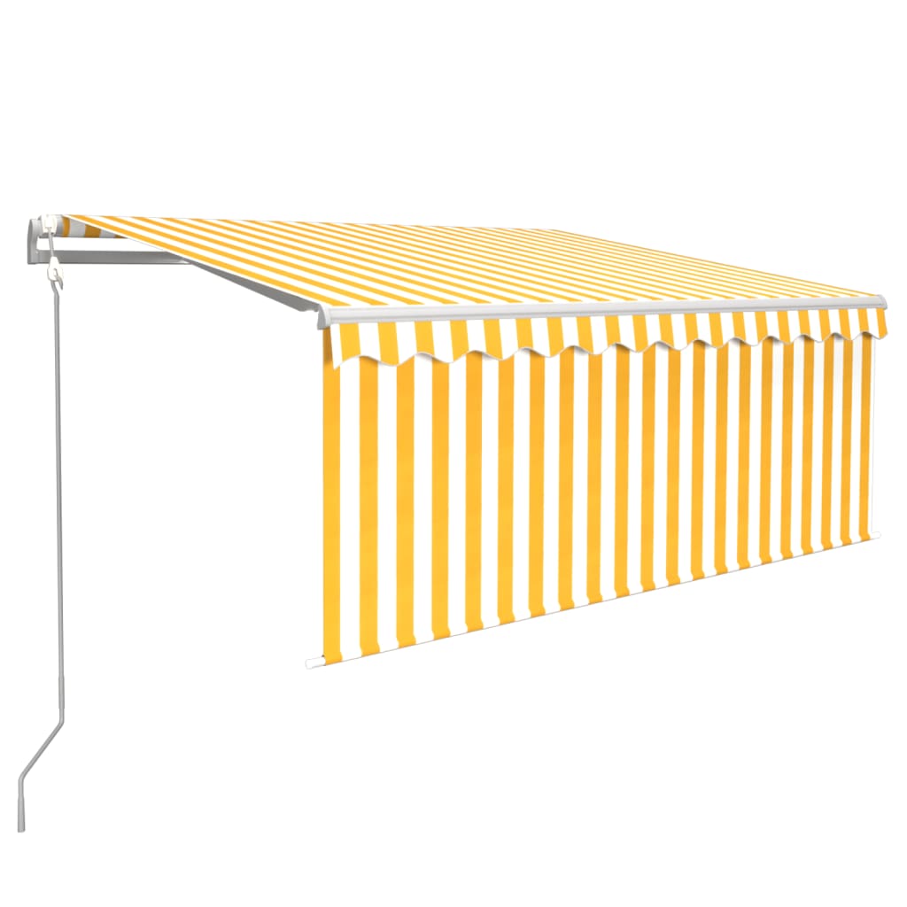 Markise Automatisch mit Rollo LED Windsensor 3x2,5 m Gelb Weiß