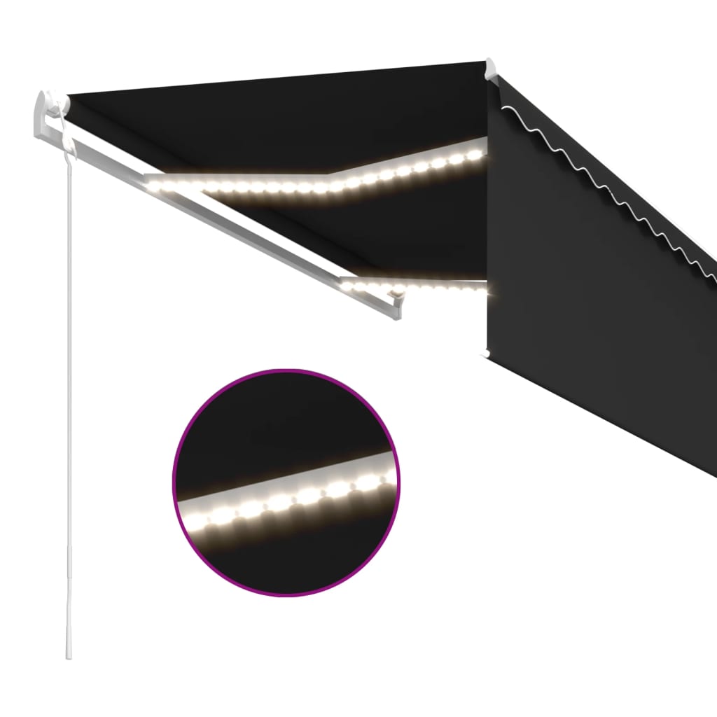 Markise Automatisch mit Rollo LED Windsensor 3x2,5 m Anthrazit