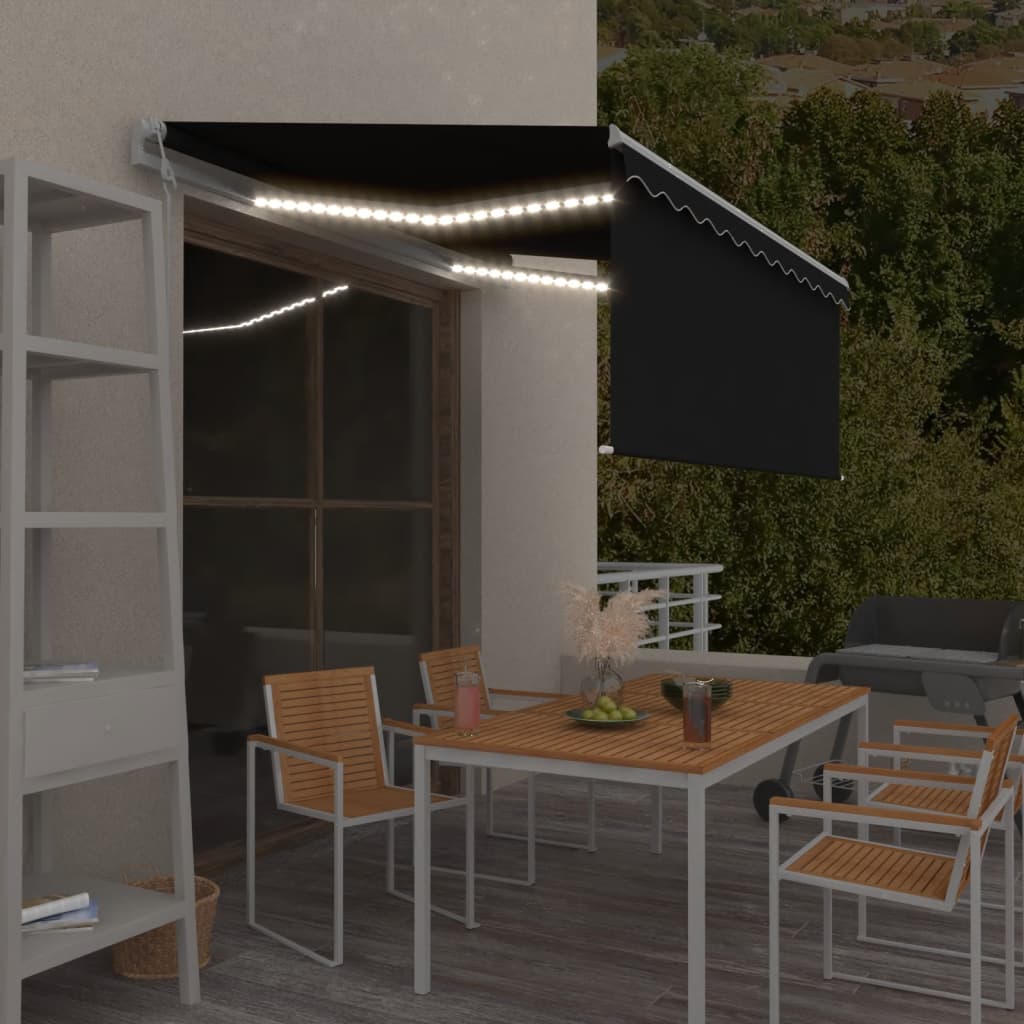 Markise Automatisch mit Rollo LED Windsensor 3x2,5 m Anthrazit