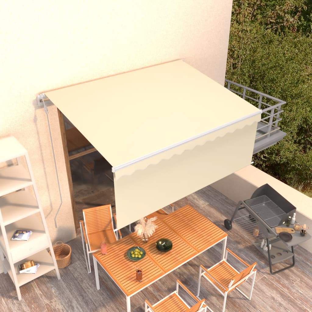 Markise Automatisch Einziehbar mit Volant 3,5x2,5 m Creme
