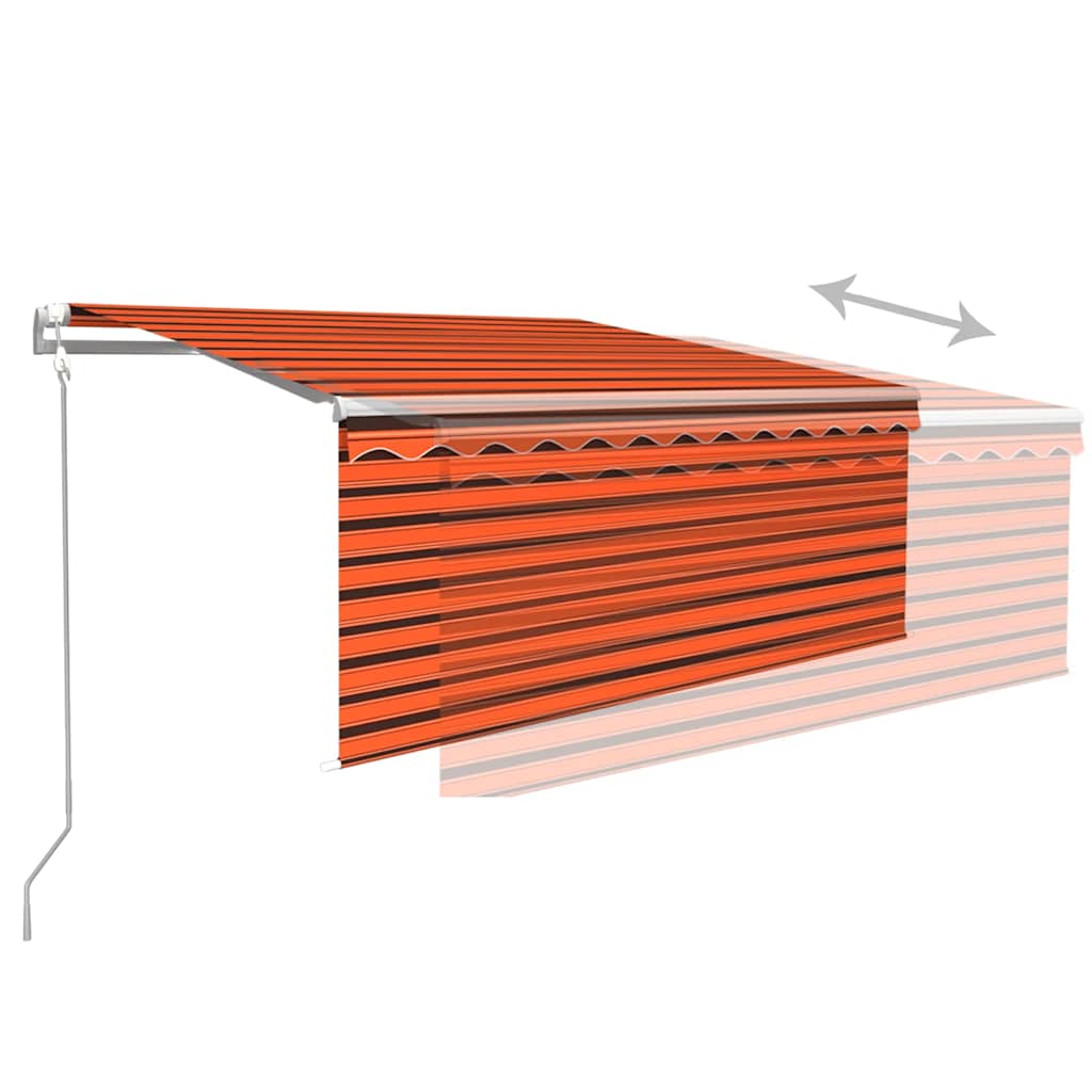 Markise Automatisch Einziehbar mit Volant 3,5x2,5m Orange Braun