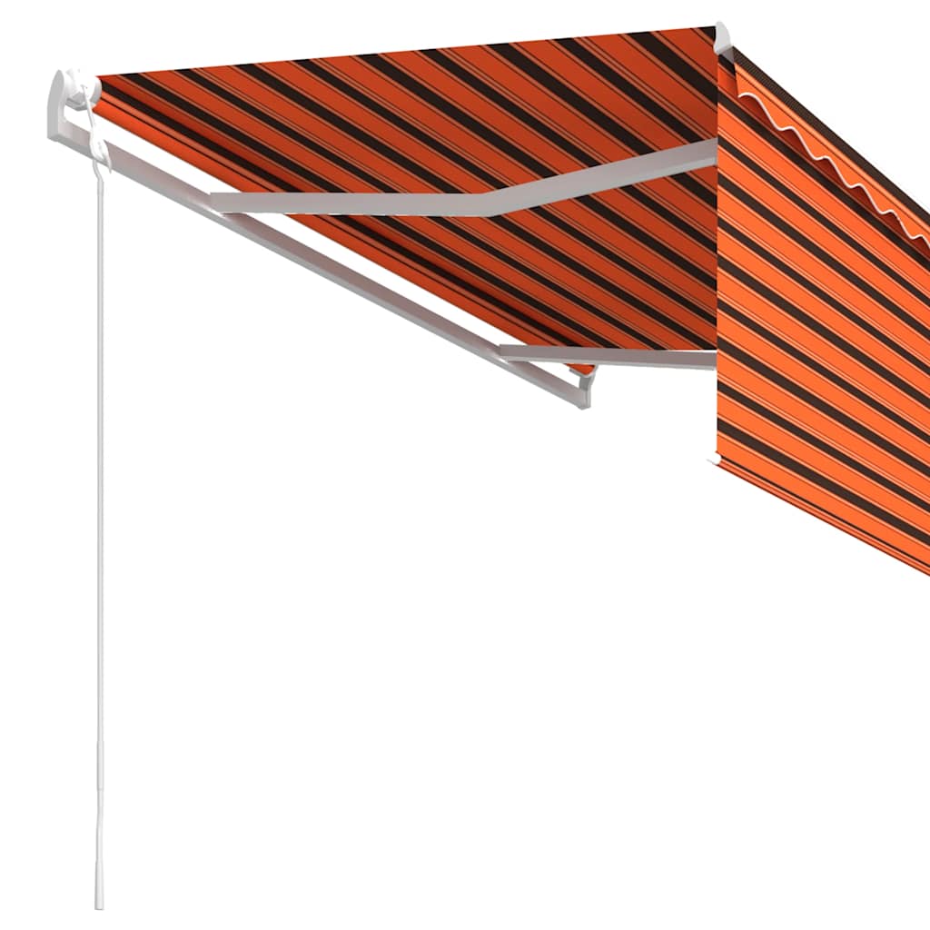 Markise Automatisch Einziehbar mit Volant 3,5x2,5m Orange Braun