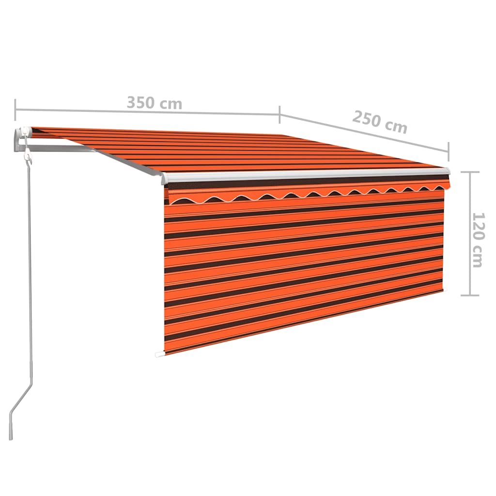 Markise Automatisch Einziehbar mit Volant 3,5x2,5m Orange Braun