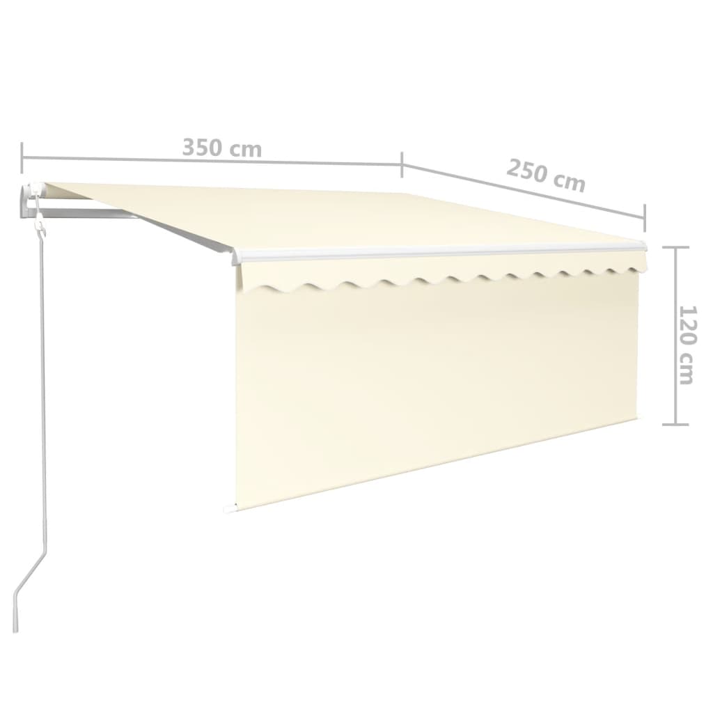 Markise Automatisch mit Rollo LED Windsensor 3,5x2,5m Creme