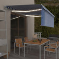 Markise Automatisch mit Rollo LED Windsensor 4x3 m Blau & Weiß