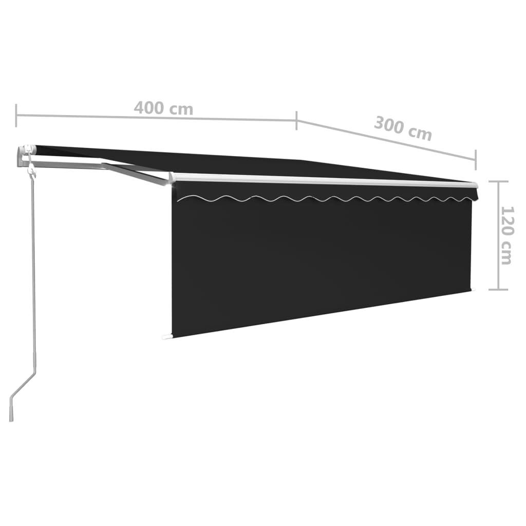 Markise Automatisch mit Rollo LED Windsensor 4x3 m Anthrazit