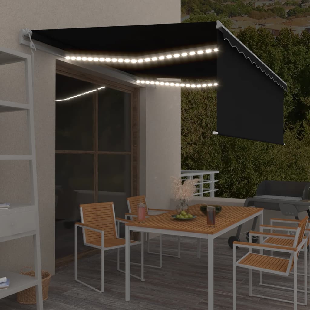 Markise Automatisch mit Rollo LED Windsensor 4x3 m Anthrazit