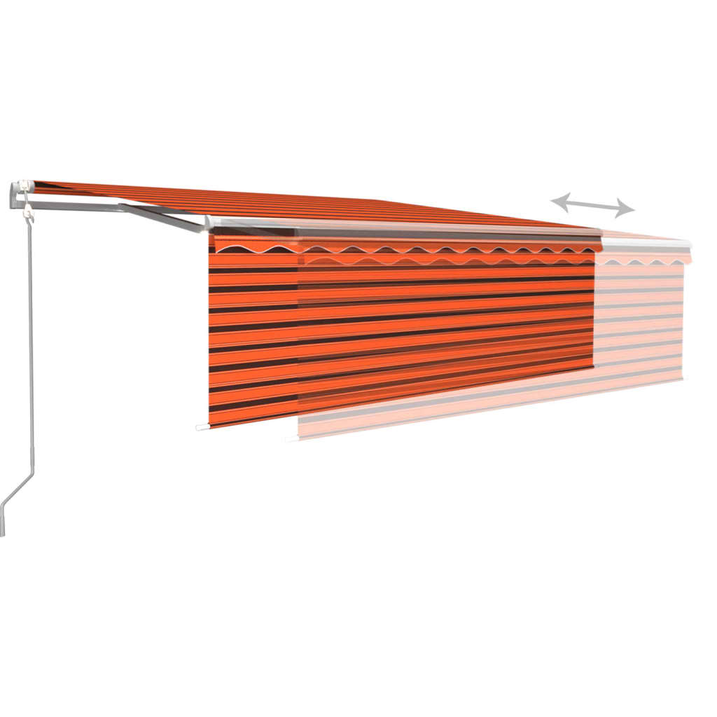 Markise Automatisch mit Rollo LED Windsensor 4x3 m Orange Braun