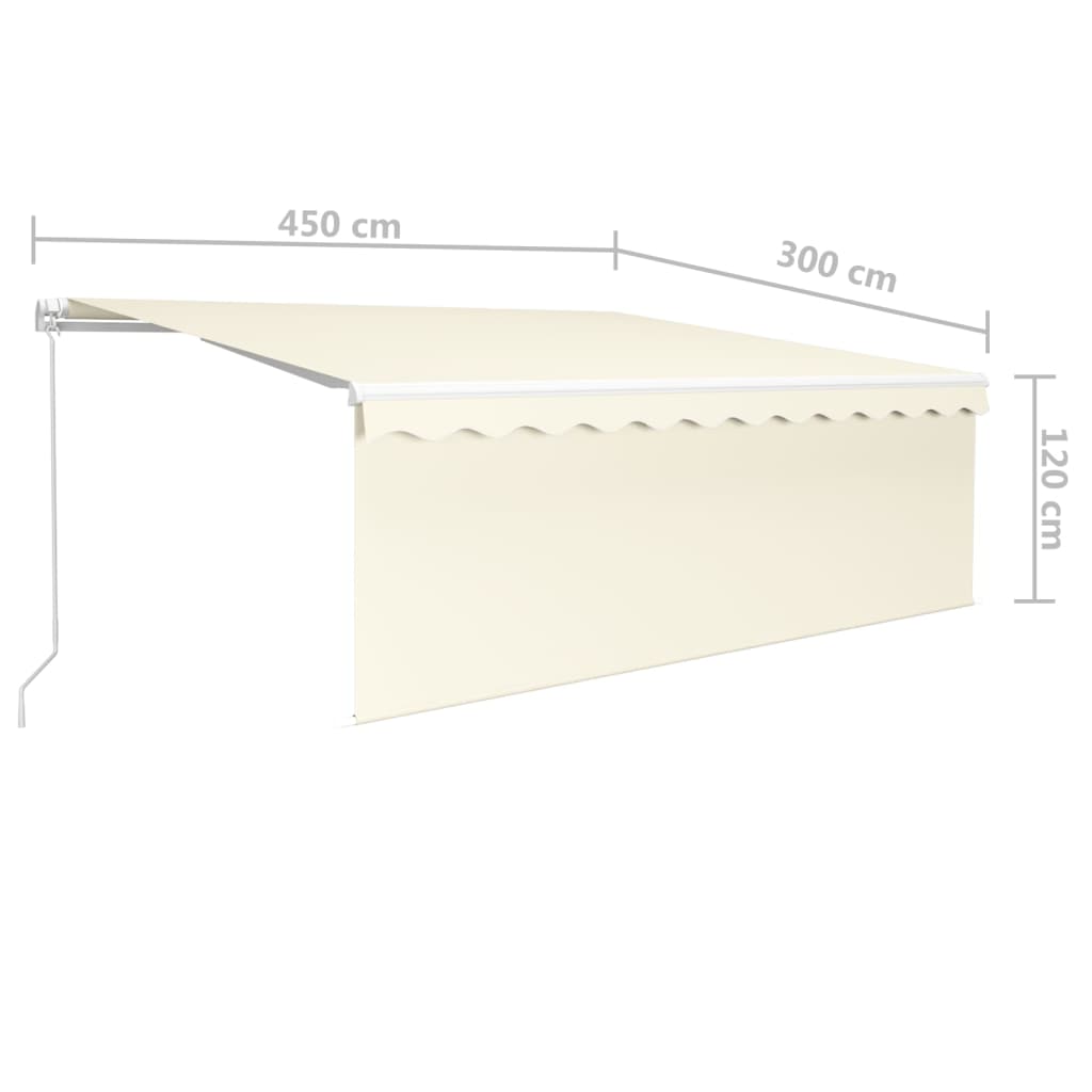 Markise Manuell Einziehbar mit Rollo 4,5x3 m Creme