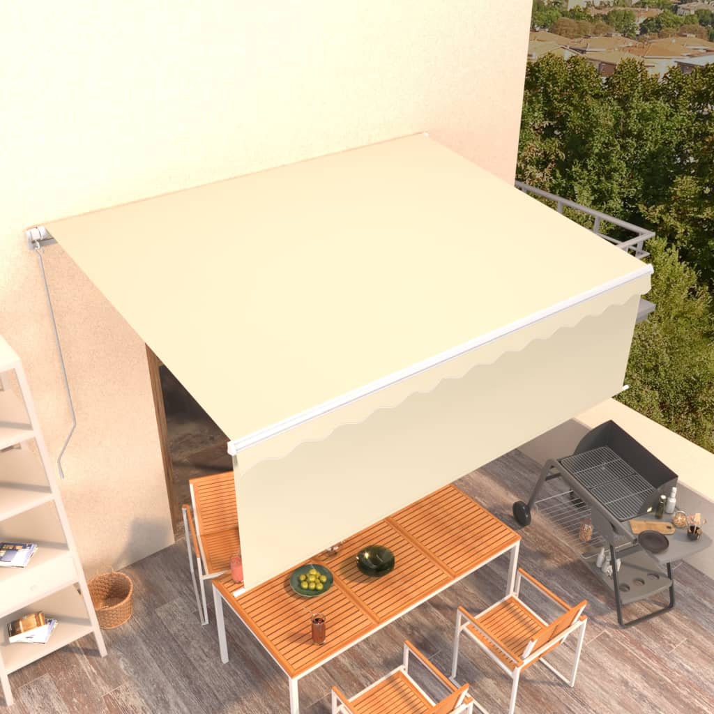 Markise Manuell Einziehbar mit Rollo 4,5x3 m Creme