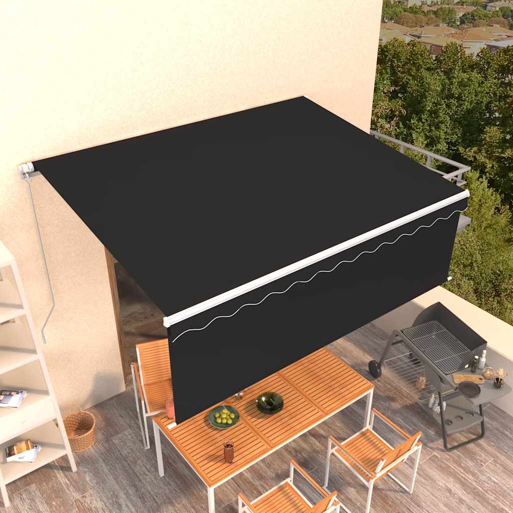 Markise Manuell Einziehbar mit Rollo 4,5x3 m Anthrazit