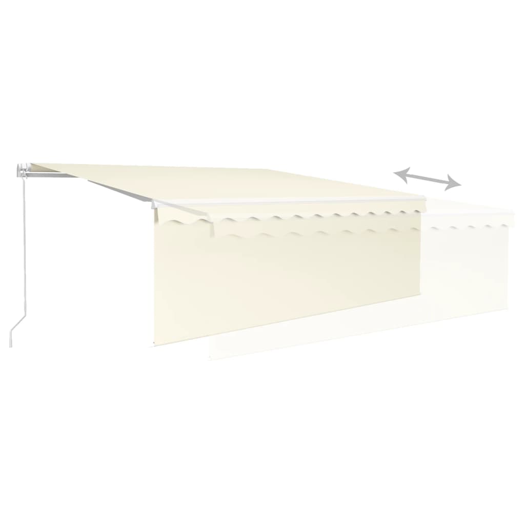 Markise Manuell Einziehbar mit Rollo & LED 4,5x3 m Creme