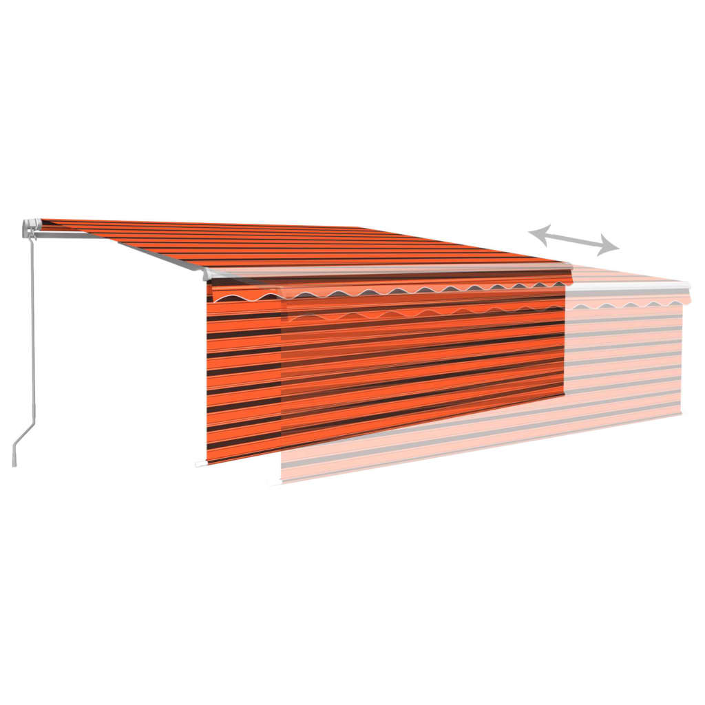 Markise Manuell Einziehbar mit Rollo & LED 4,5x3 m Orange Braun