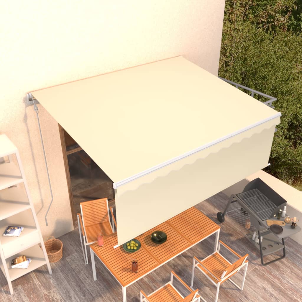 Markise Automatisch Einziehbar mit Volant 4,5x3 m Creme