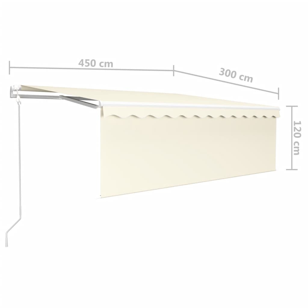 Markise Automatisch mit Rollo LED Windsensor 4,5x3 m Creme