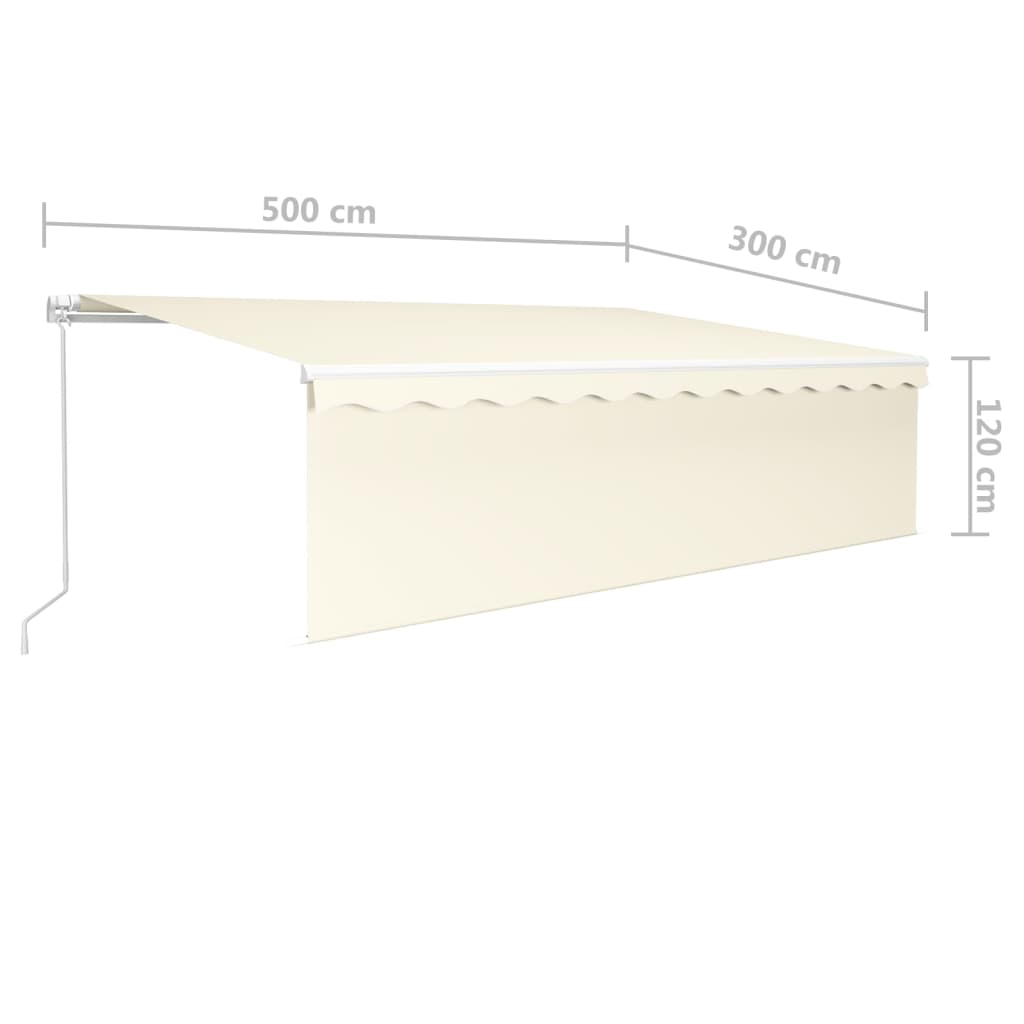 Markise Manuell Einziehbar mit Rollo 5x3 m Creme