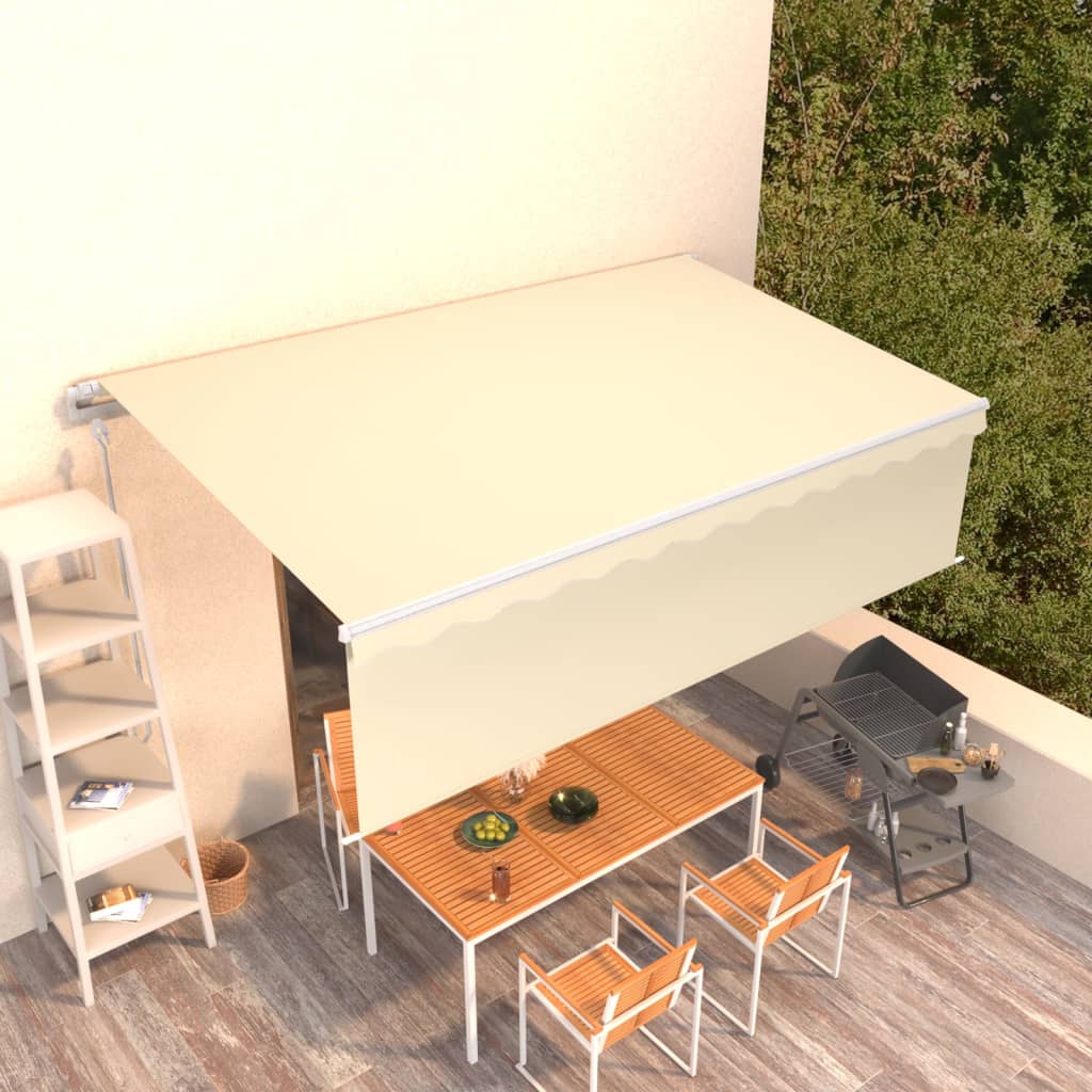 Markise Automatisch Einziehbar mit Volant 5x3 m Creme