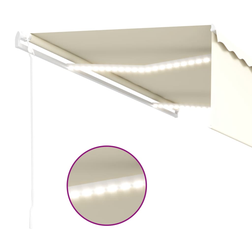 Markise Automatisch mit Rollo LED Windsensor 5x3 m Creme