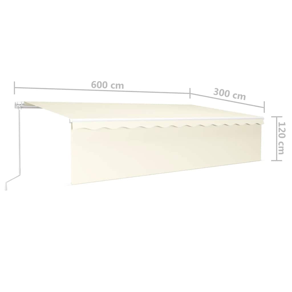 Markise Manuell Einziehbar mit Rollo 6x3 m Creme