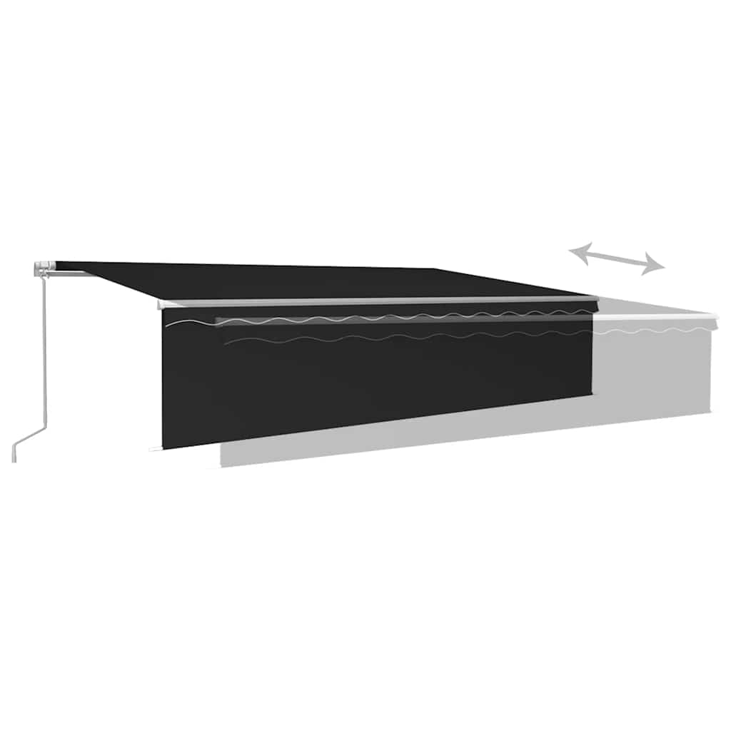 Markise Manuell Einziehbar mit Rollo 6x3 m Anthrazit