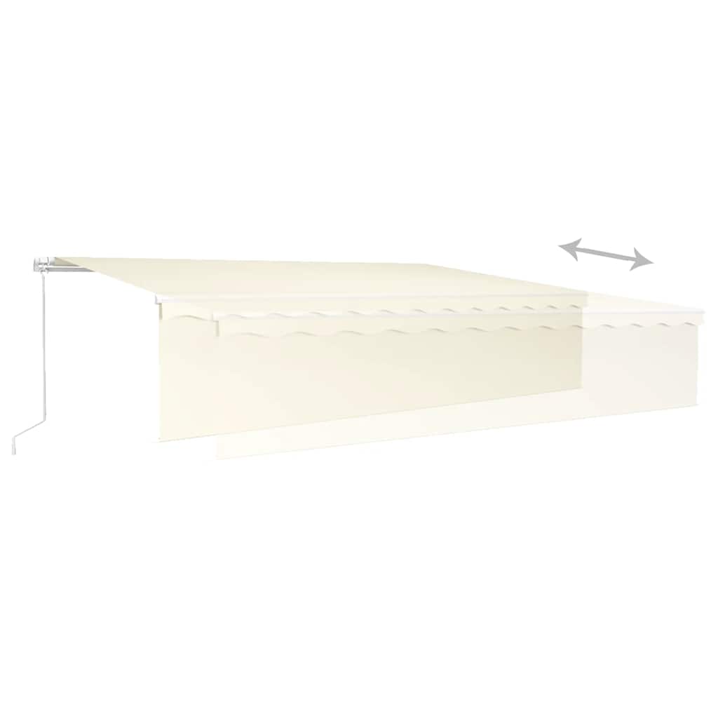 Markise Manuell Einziehbar mit Rollo & LED 6x3 m Creme