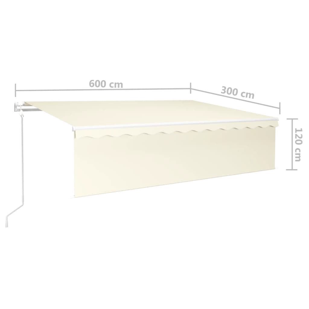 Markise Automatisch mit Rollo LED Windsensor 6x3 m Creme