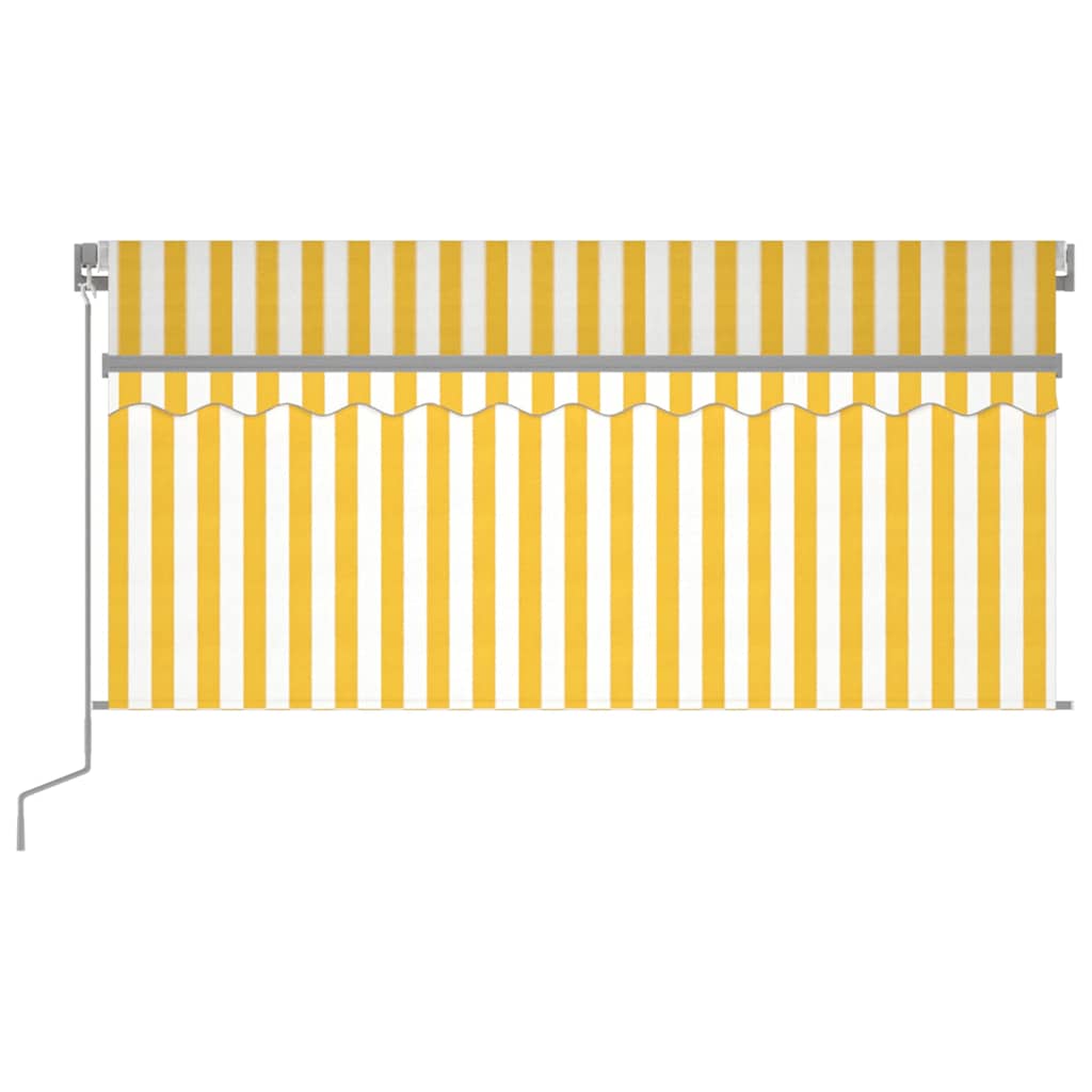 Markise Manuell Einziehbar mit Rollo LED 3x2,5m Gelb & Weiß