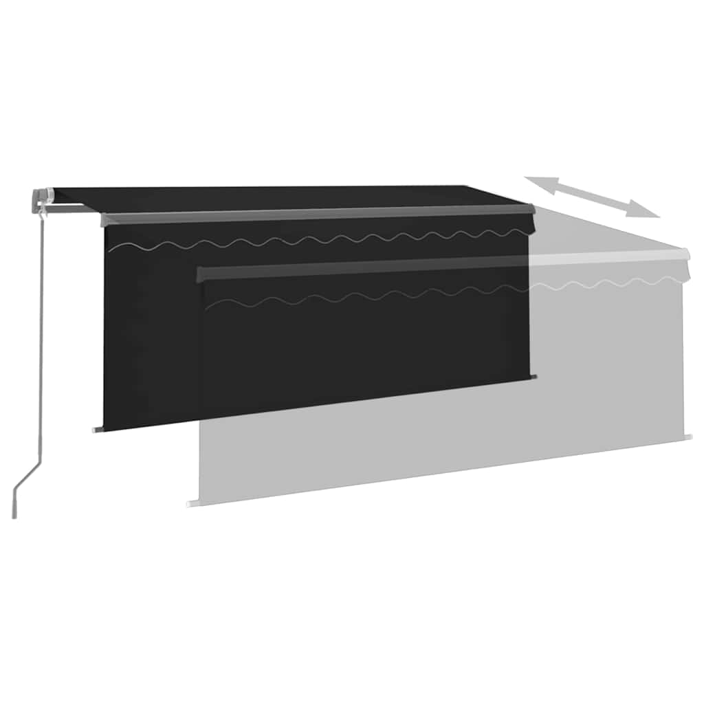 Markise Manuell Einziehbar mit Rollo & LED 3x2,5 m Anthrazit