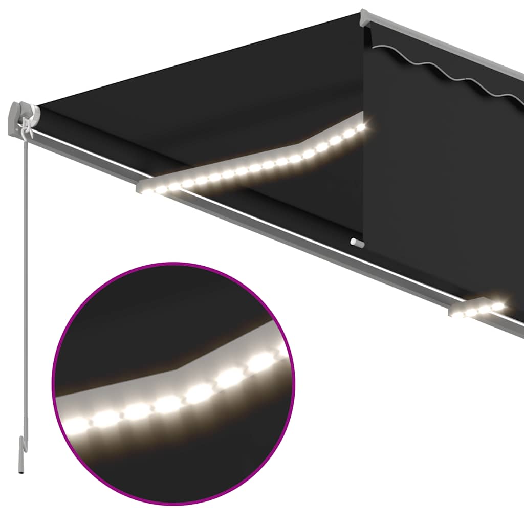 Markise Manuell Einziehbar mit Rollo & LED 3x2,5 m Anthrazit