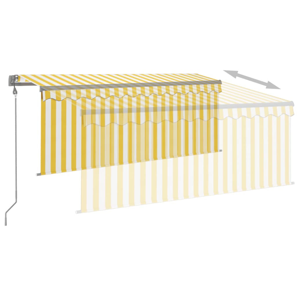 Markise Automatisch mit Rollo LED Windsensor 3x2,5m Gelb Weiß