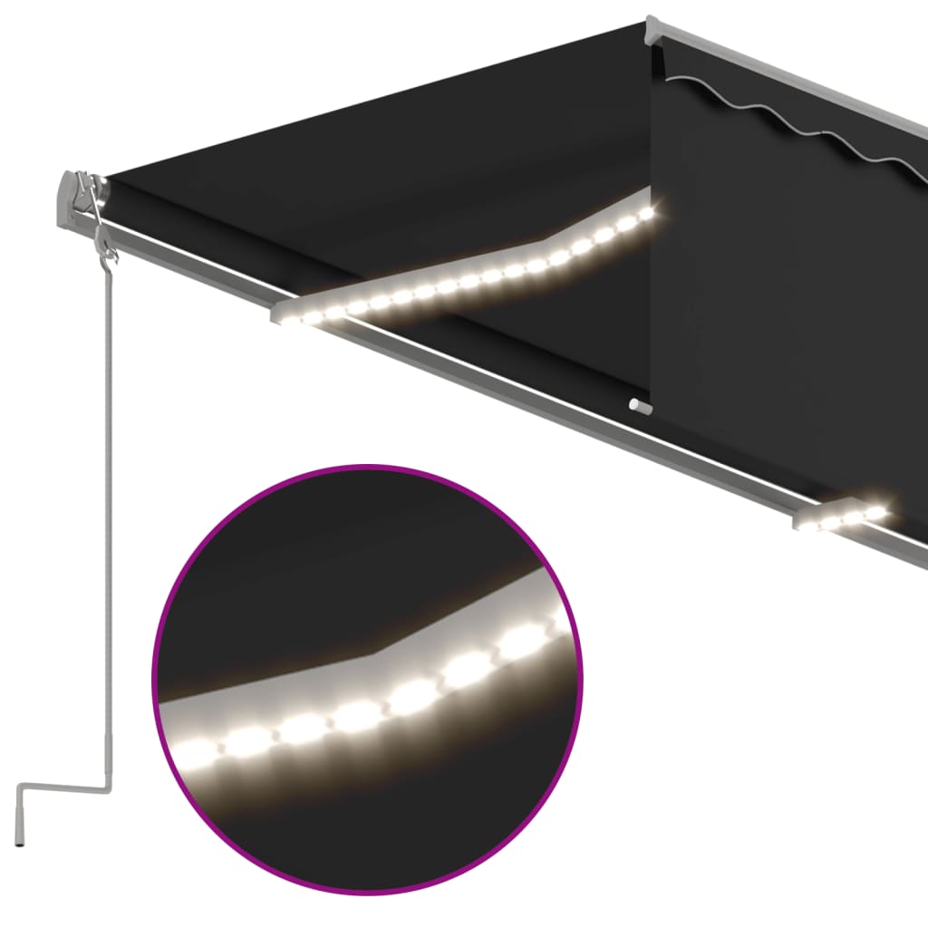 Markise Automatisch mit Rollo LED Windsensor 3x2,5m Anthrazit