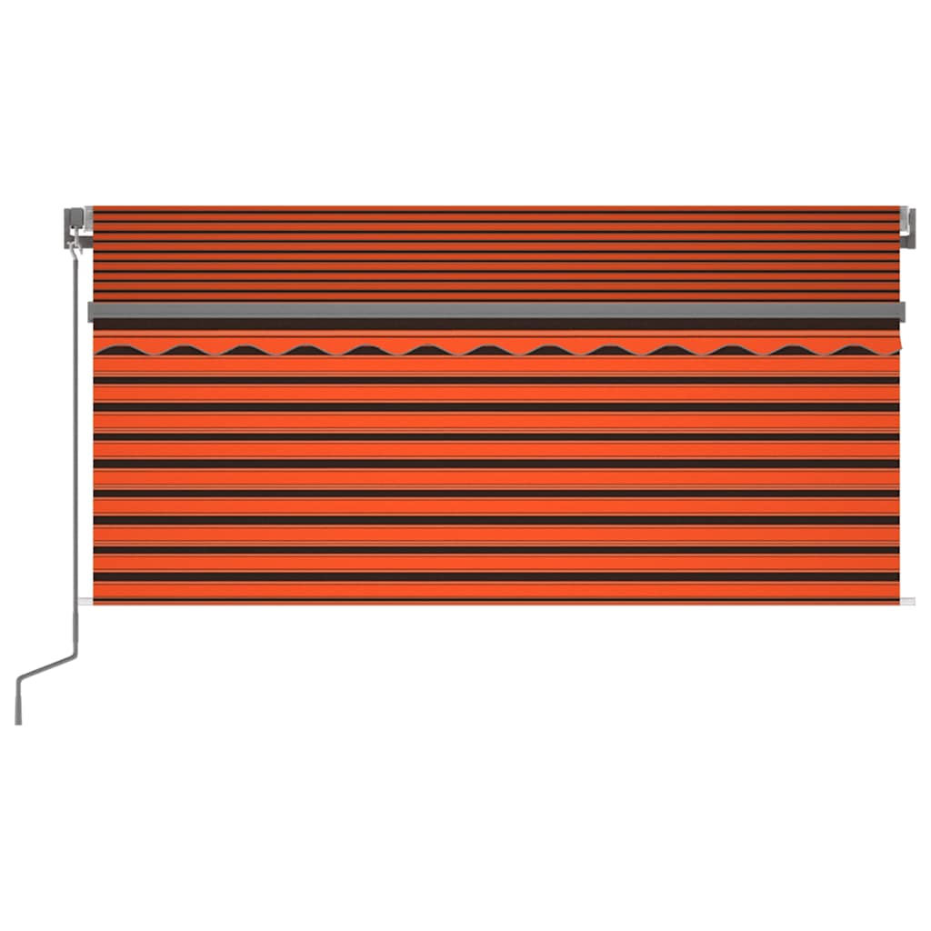 Markise Manuell Einziehbar mit Rollo 3,5x2,5 m Orange & Braun